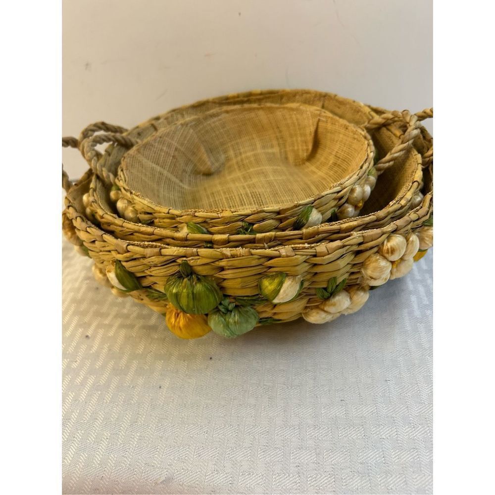 3 Wicker natural  bowl nesting baskets 3D vegetables‎